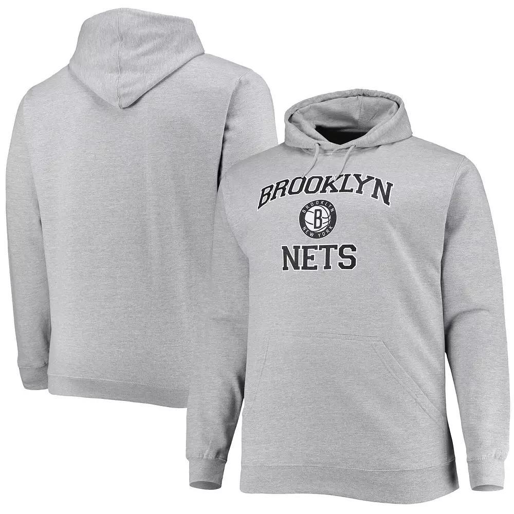Men's Heathered Gray Brooklyn Nets Big & Tall Heart & Soul Pullover Hoodie, Size: 2XB, Grey Product Image