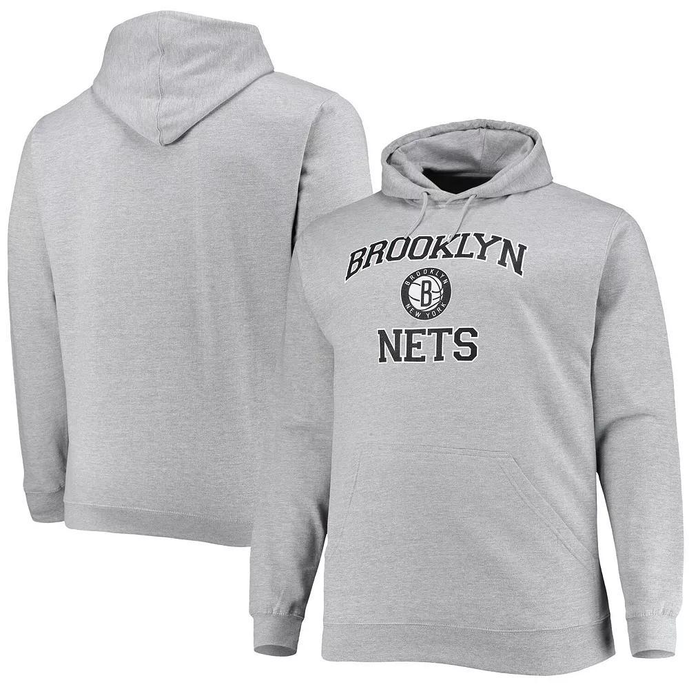 Men's Heathered Gray Brooklyn Nets Big & Tall Heart & Soul Pullover Hoodie, Size: 2XB, Grey Product Image