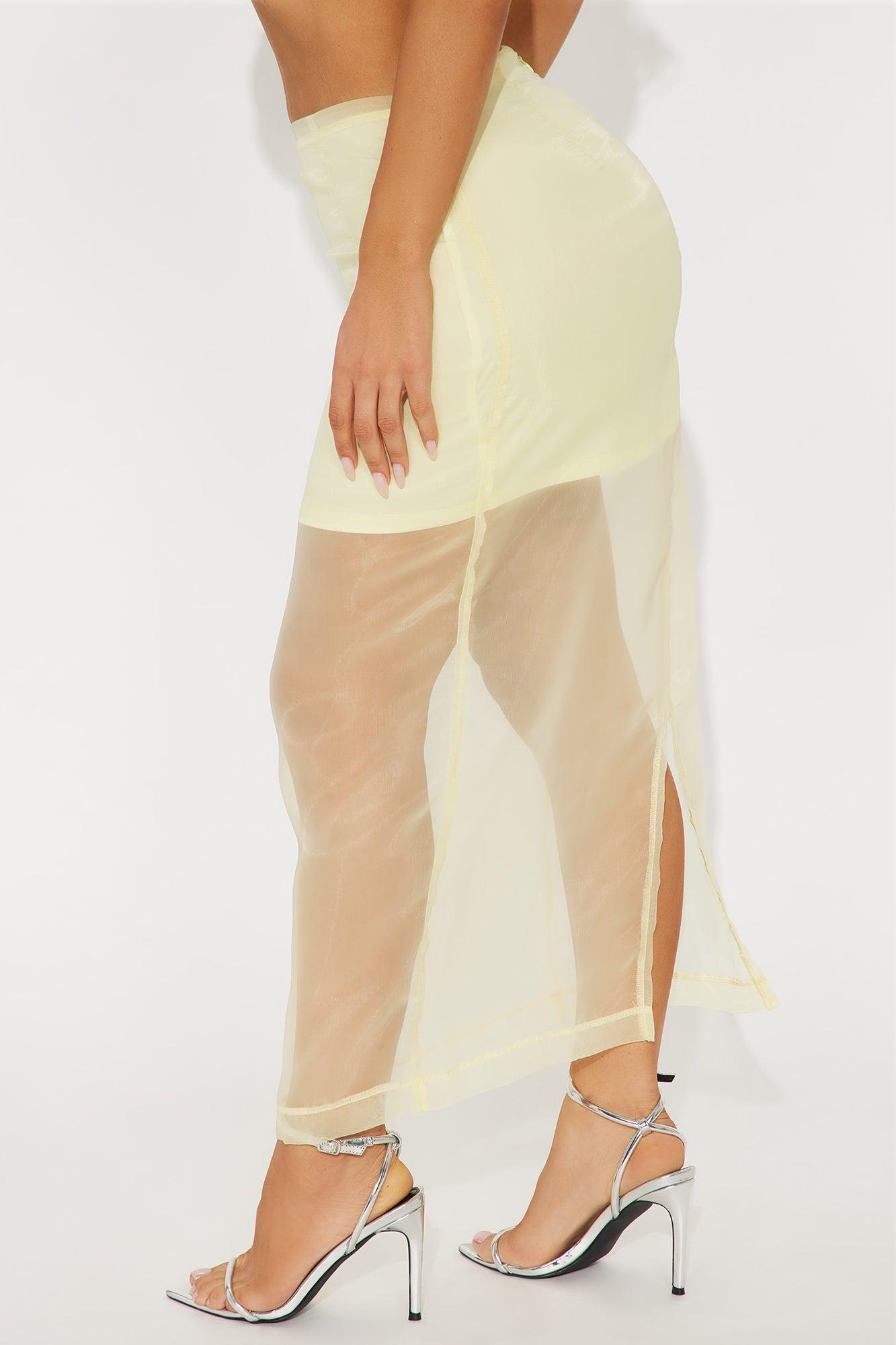 Kiera Organza Sheer Midi Skirt - Butter Yellow Product Image