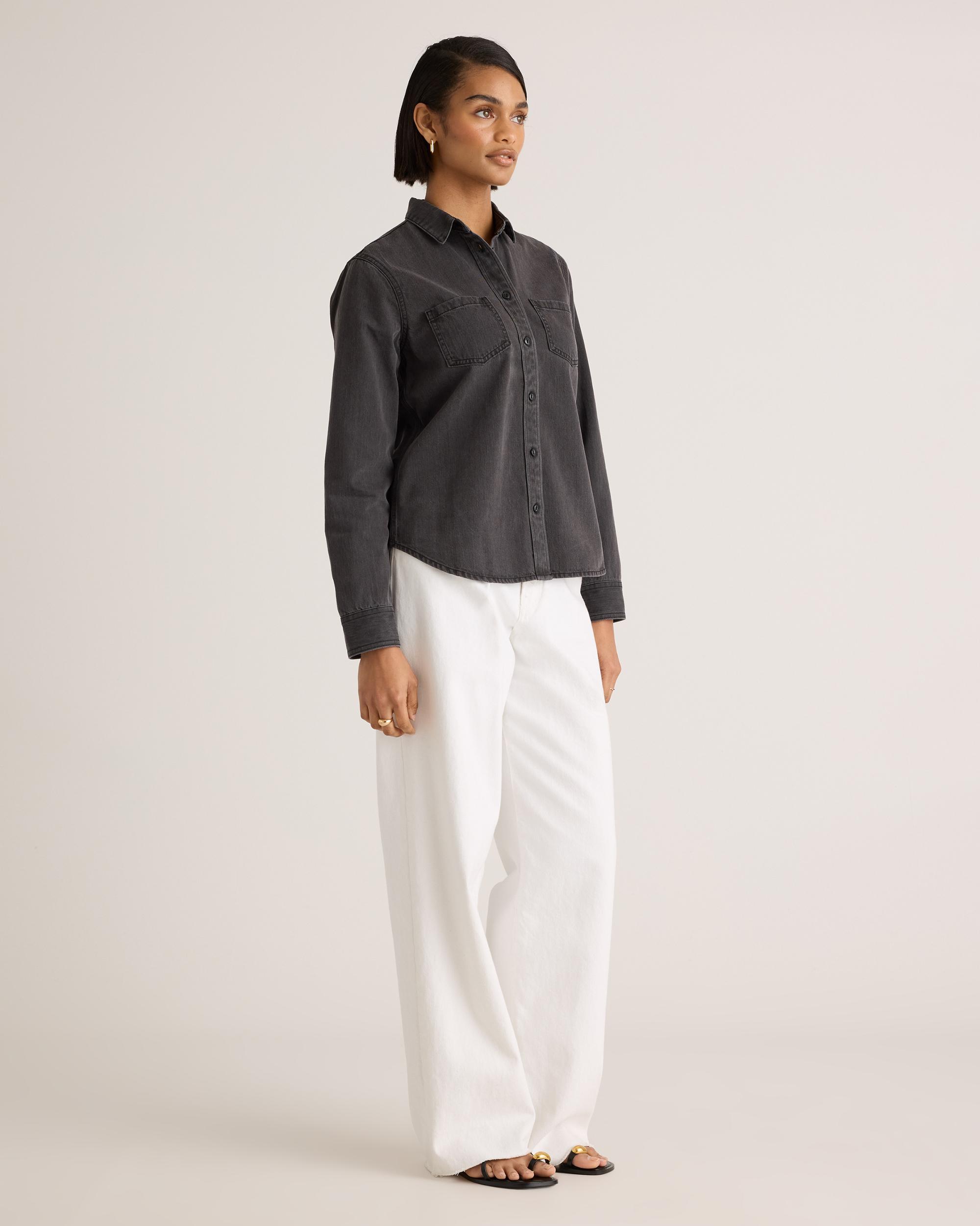 Quince | Women's Distressed Denim Shirt Cotton Product Image