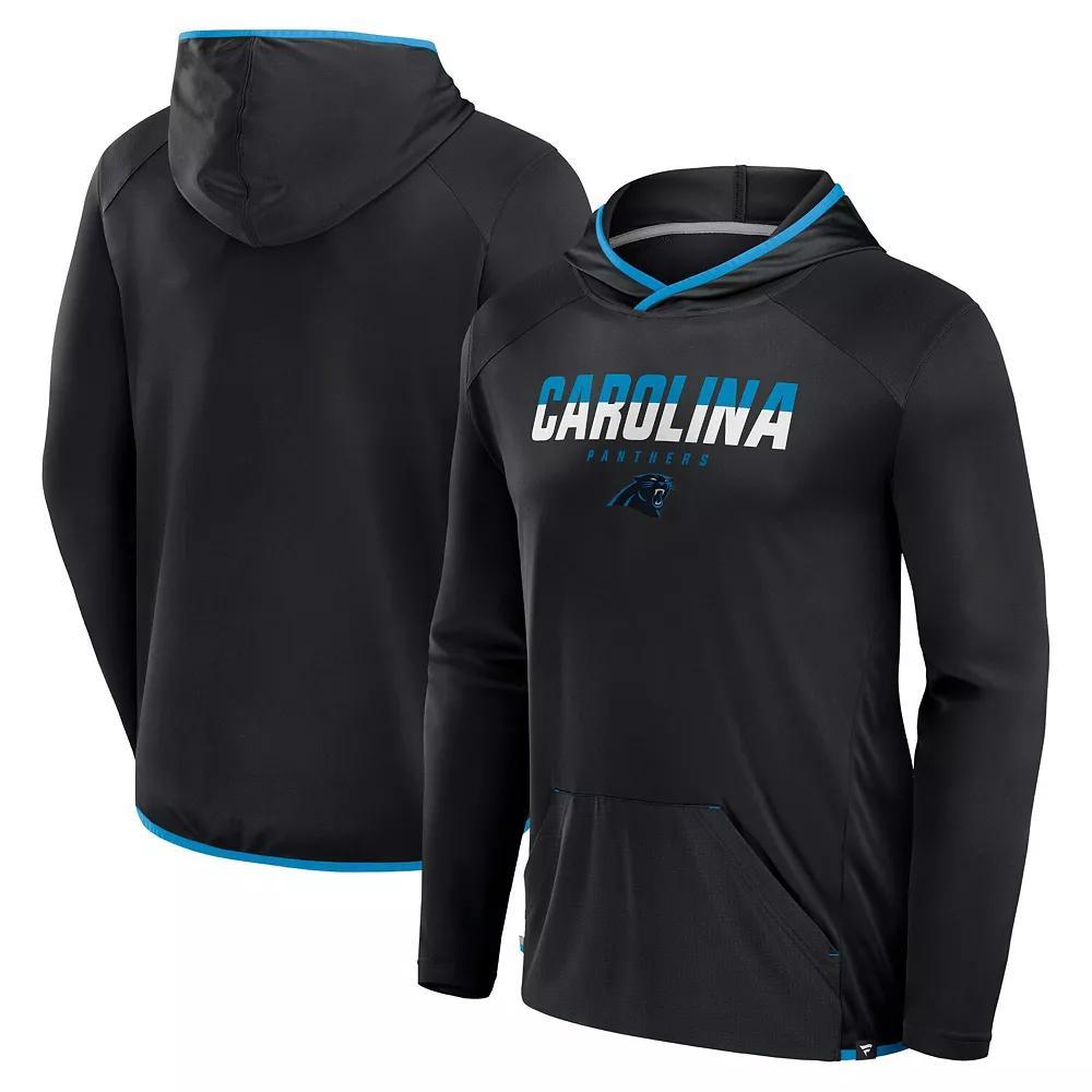 Men's Fanatics Black Carolina Panthers Transitional Defender Hoodie Long Sleeve T-Shirt, Size: XL Product Image