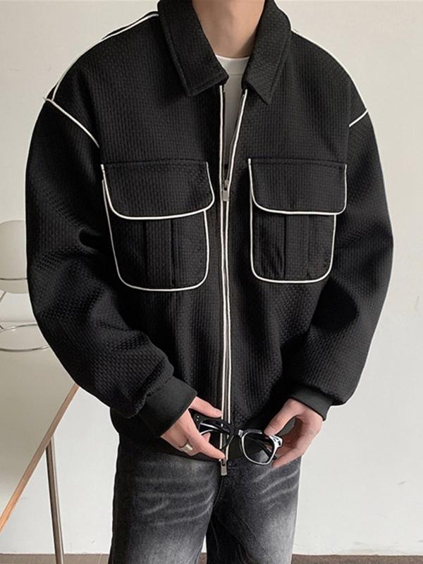 Men's Contrast Top-stitching Dual Pocket Jacket Product Image