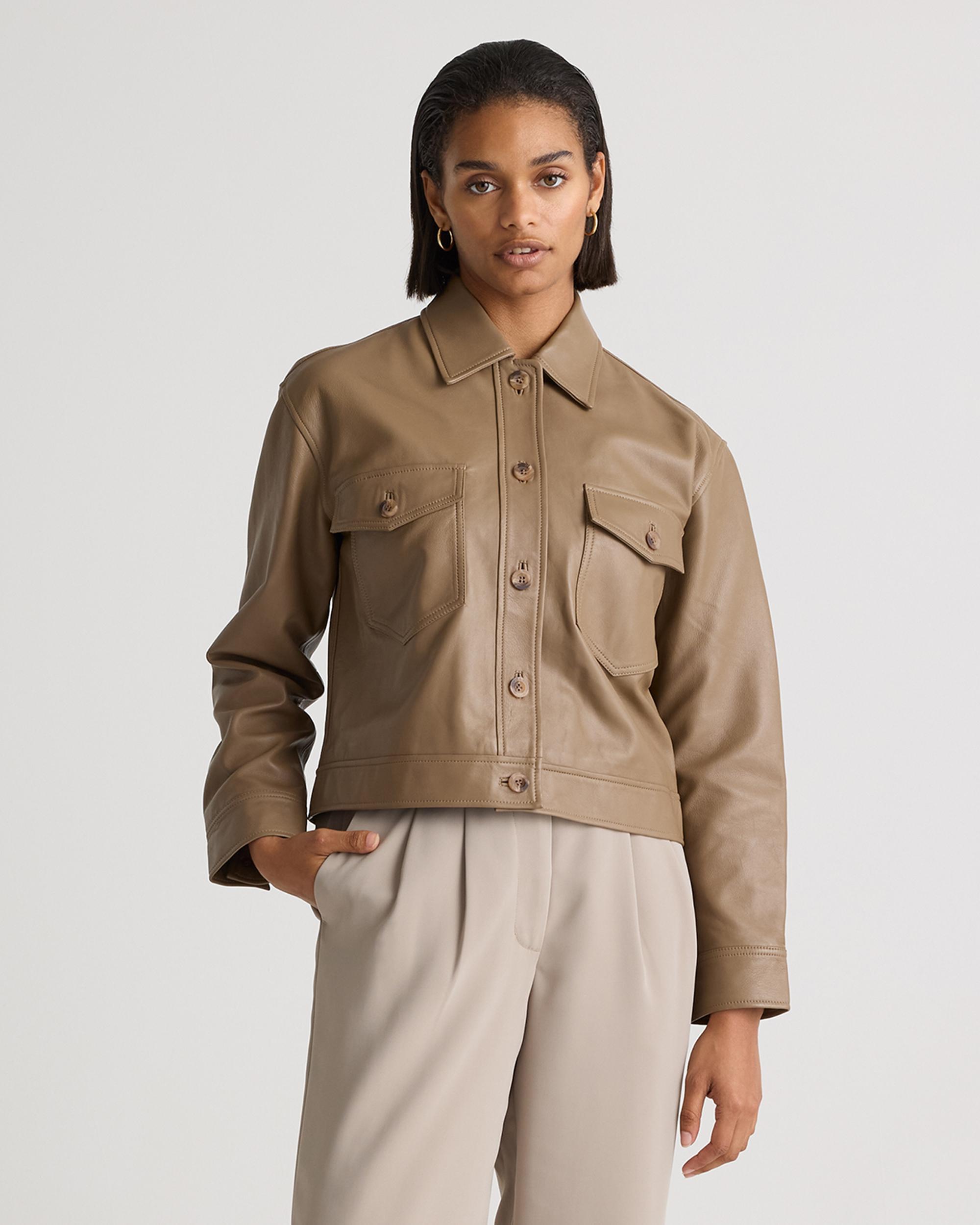 Quince | Women's Cropped Jacket Leather Product Image