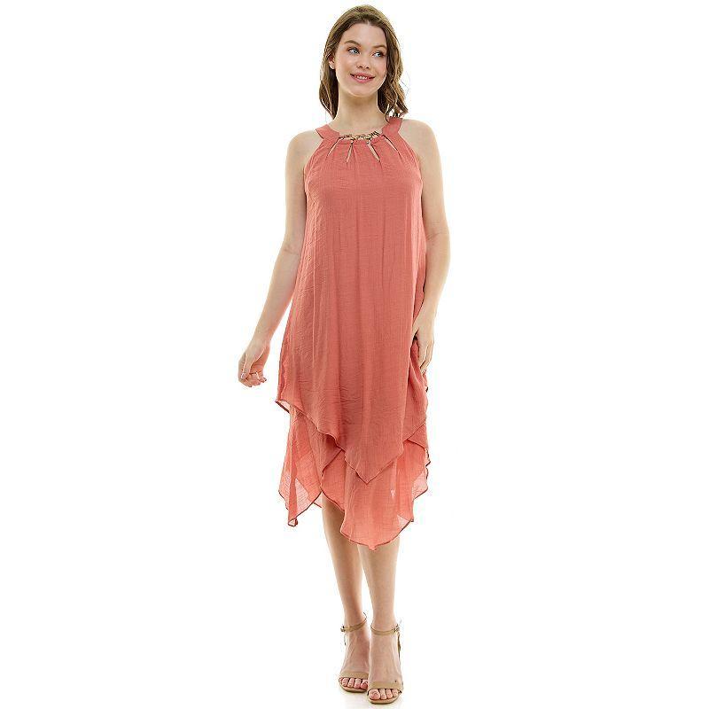 Women's Luxology Sleeveless Gauze Midi Dress, Girl's, Size: Medium, Rosewood Product Image