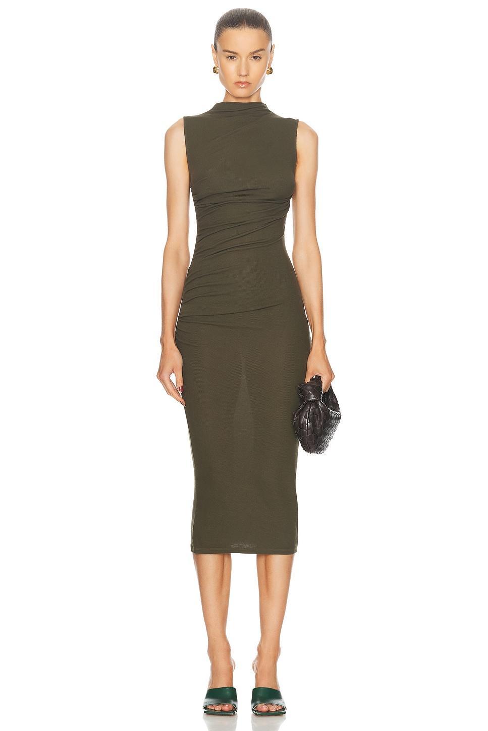 Silk Knit Sleeveless Twist Midi Dress Product Image