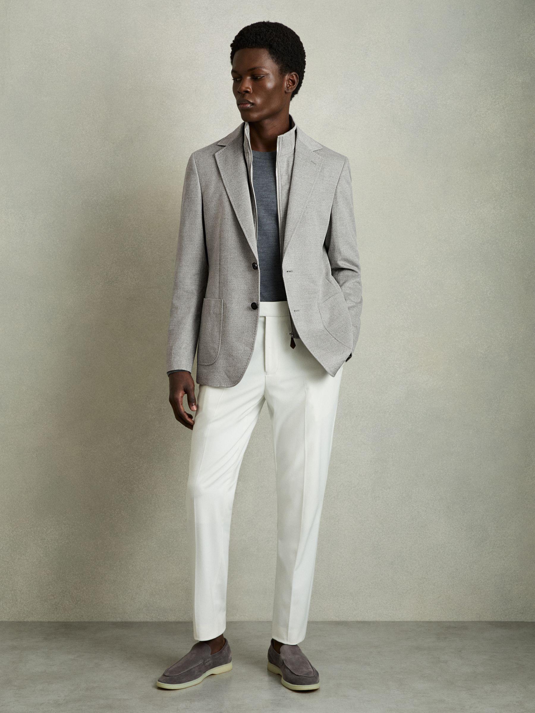 Slim-Fit Pinstripe Suit Trousers in Soft Grey Product Image