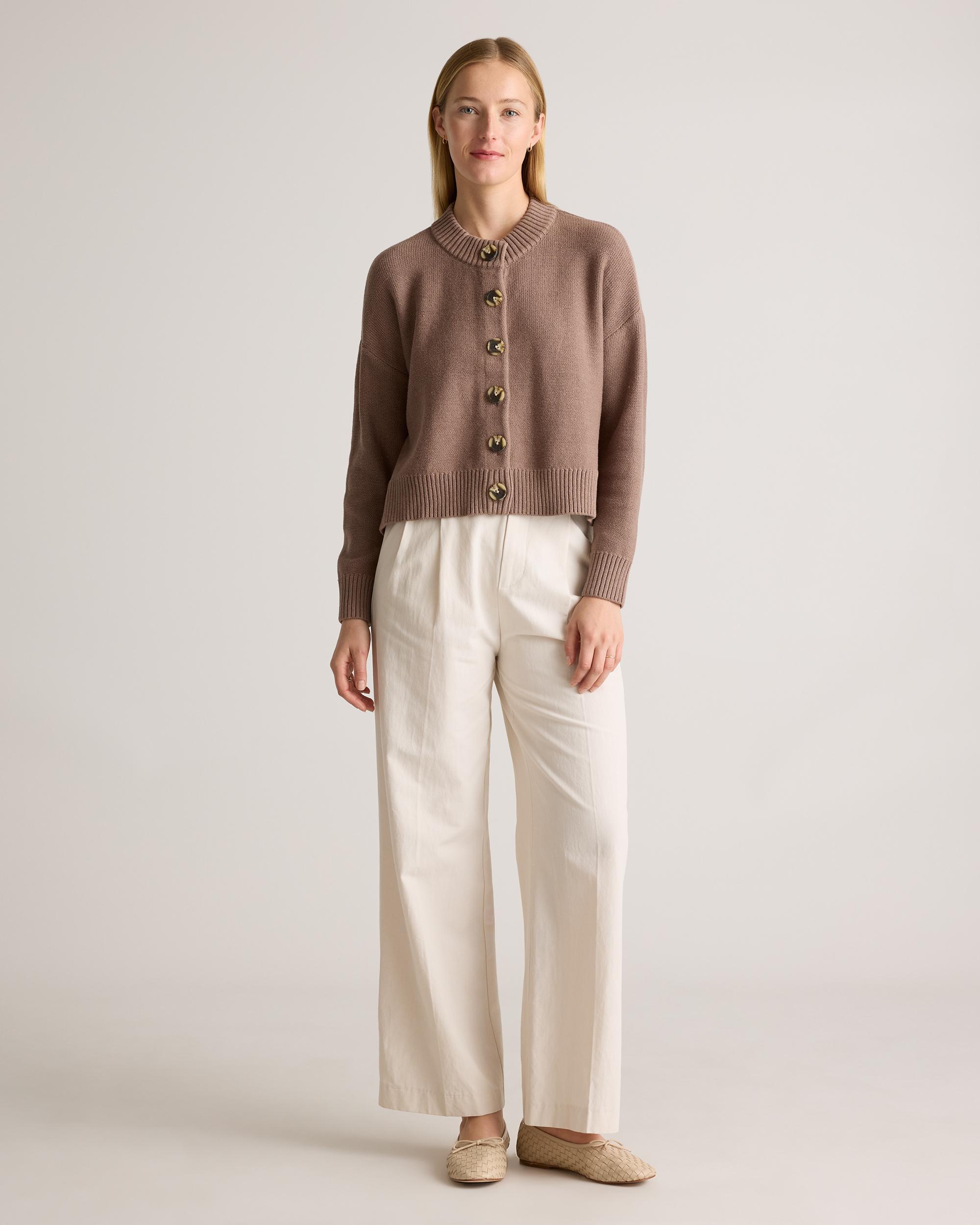 Quince | Women's Cropped Cardigan Sweater Organic Cotton Product Image