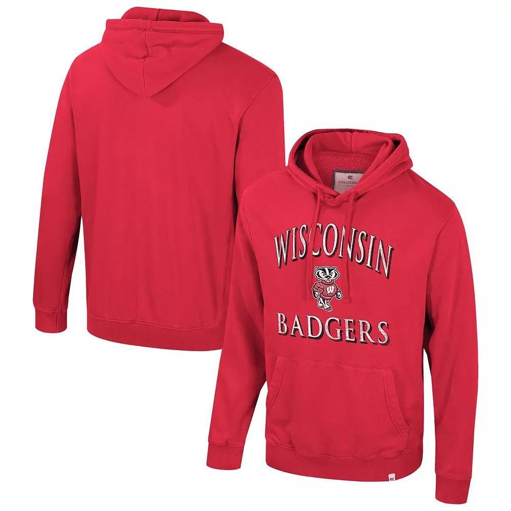 Men's Colosseum Red Wisconsin Badgers Big & Tall Cap E-Tan Pullover Hoodie, Size: 3XB Product Image