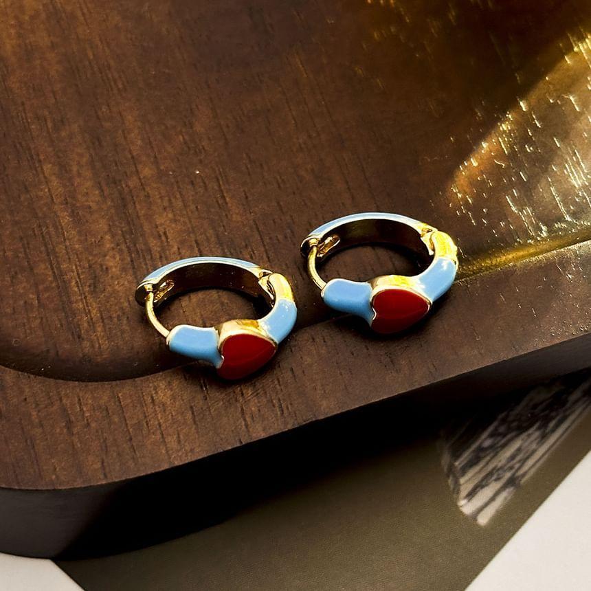 Heart Glazed Huggie Earring Product Image