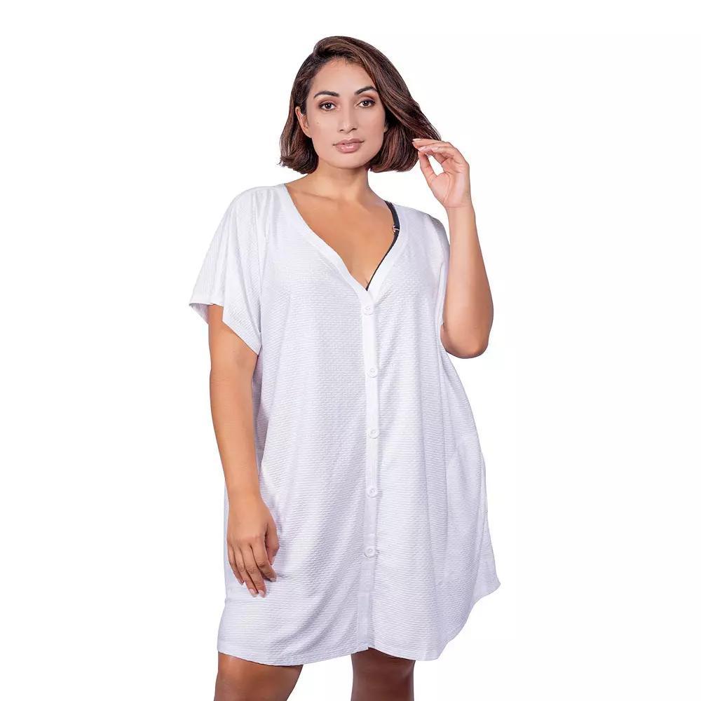 Women's Jordan Taylor Hoodie Button-Front Swim Cover-Up, Size: Large, White Product Image
