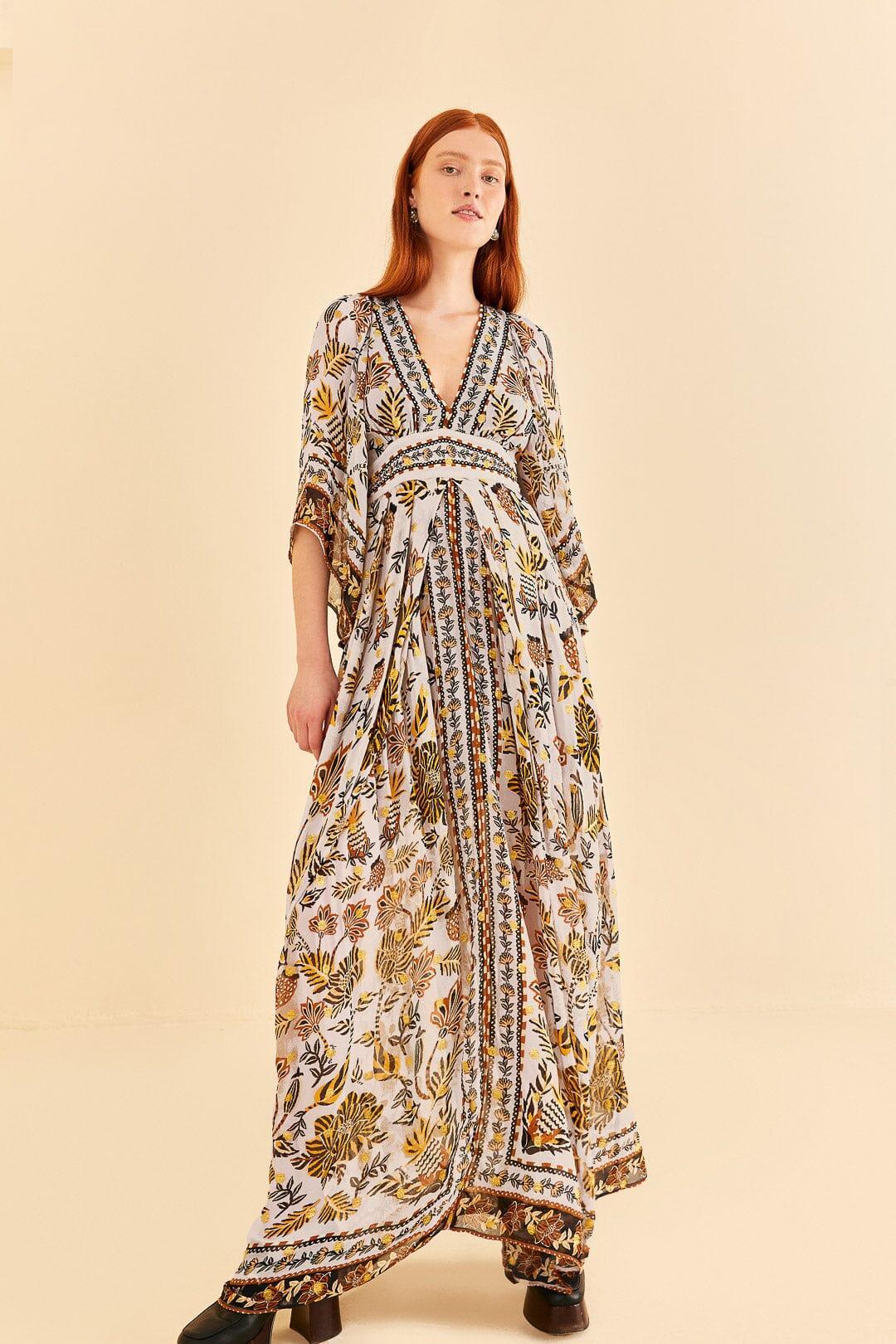 Silver Floral Tapestry Maxi Dress Product Image