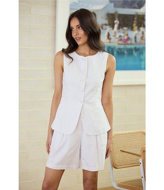 Brave + True Eden Linen Blend Pleated Coordinating Shorts Product Image