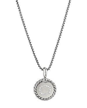 David Yurman Sterling Silver Cable Collectibles Initial Charm Necklace with Diamonds, 18 Product Image