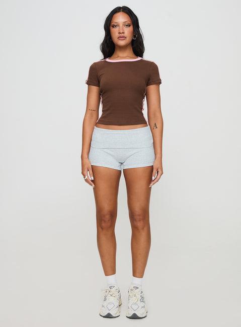 Baseline Scoop Rib Tee Brown / Pink Product Image