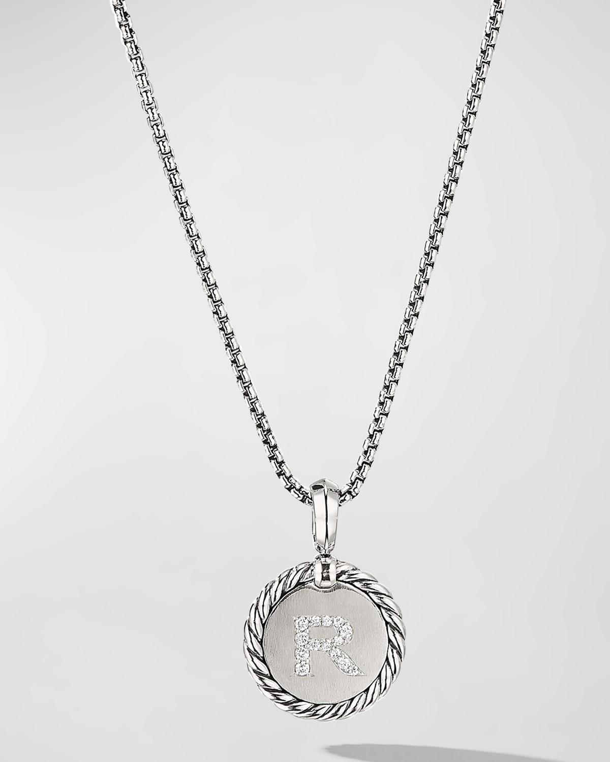 David Yurman Sterling Silver Cable Collectibles Initial Charm Necklace with Diamonds, 18 Product Image