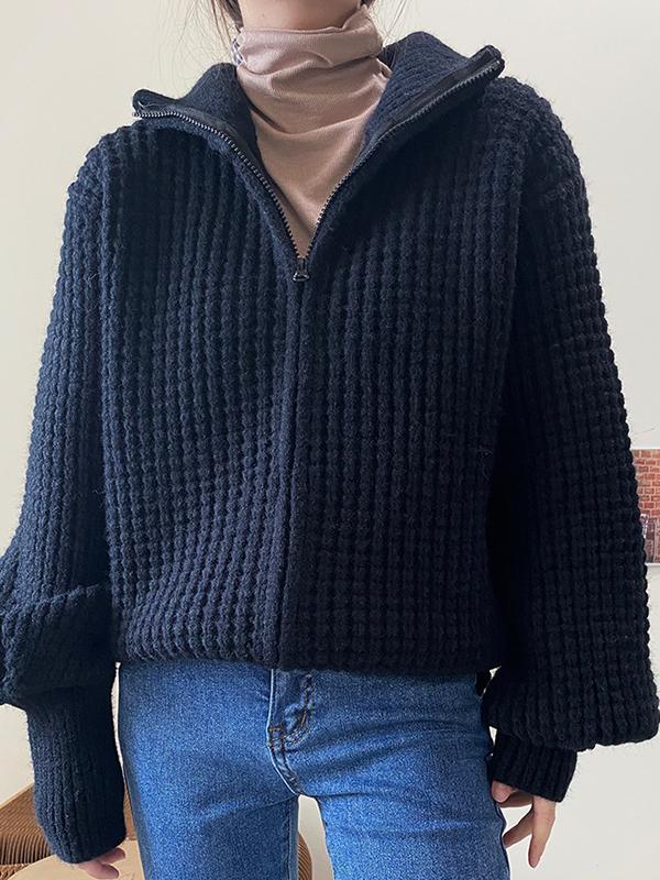 Solid Double Zip Turtleneck Sweater Product Image
