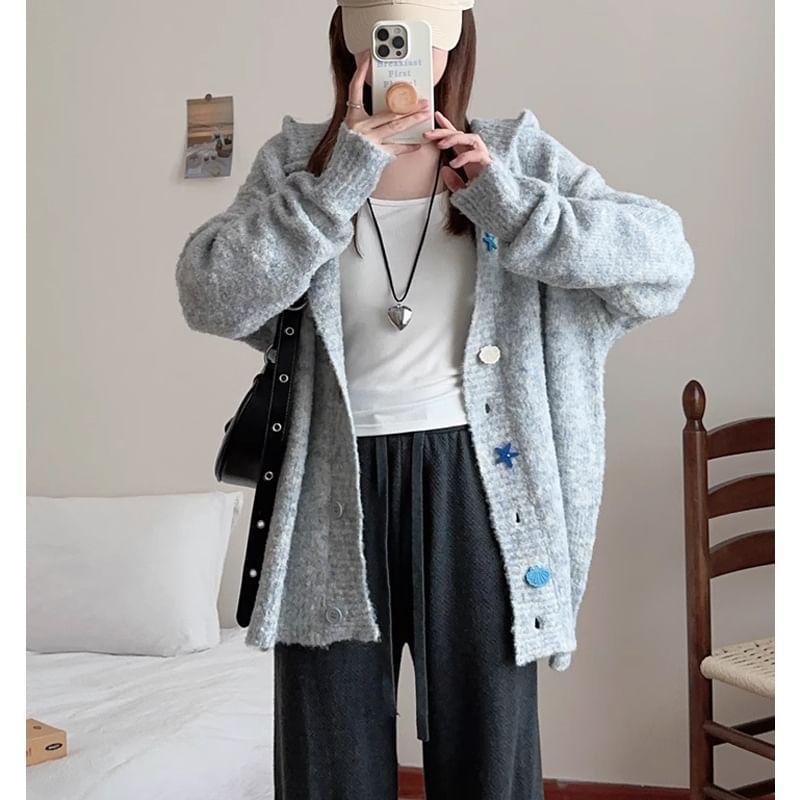 Plain Star Button-Up Cardigan Product Image