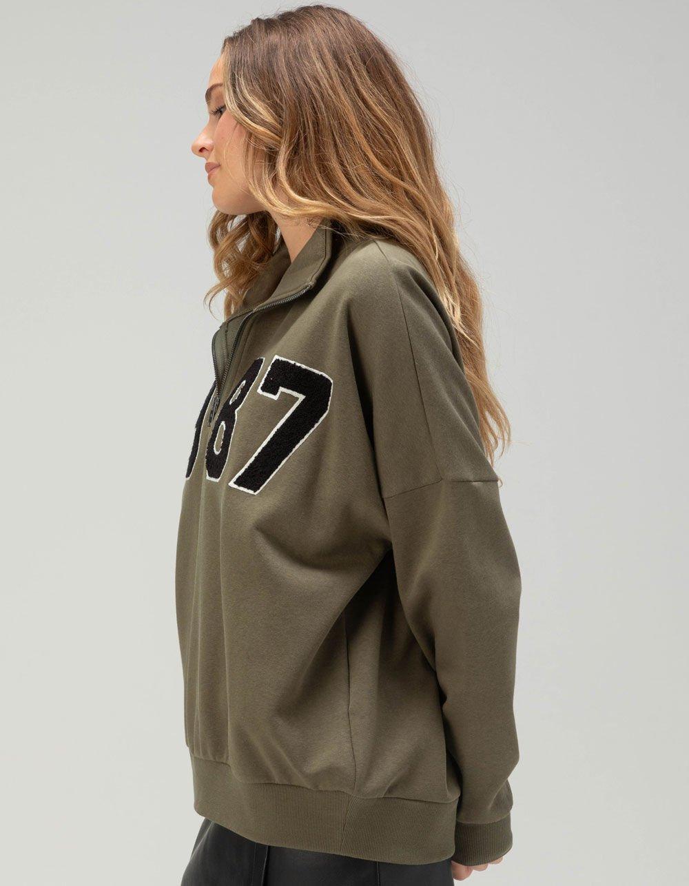 NOISY MAY Alden Womens Quarter Zip Sweatshirt - OLIVE Product Image