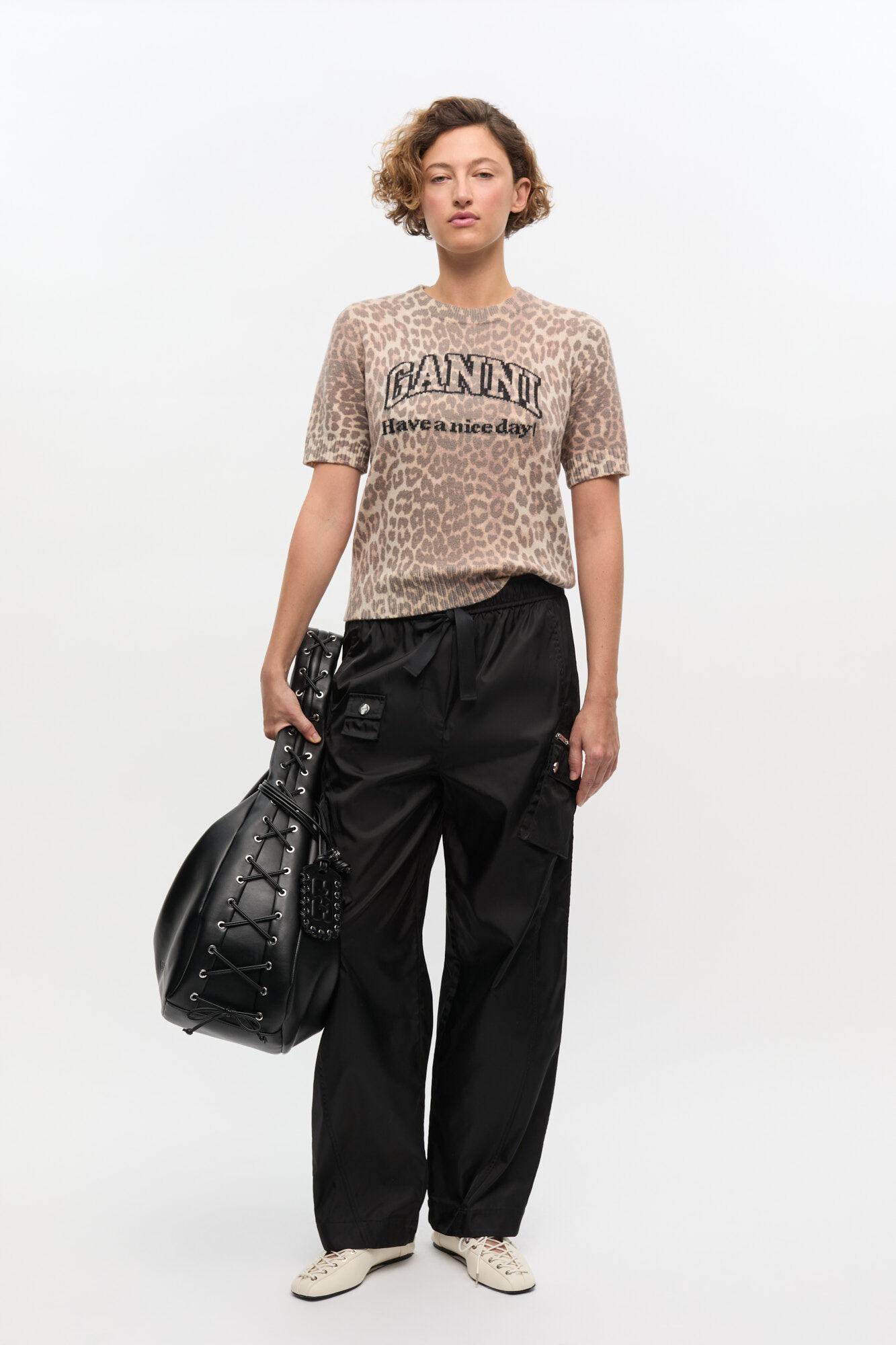Leopard Wool Mix T-shirt Product Image