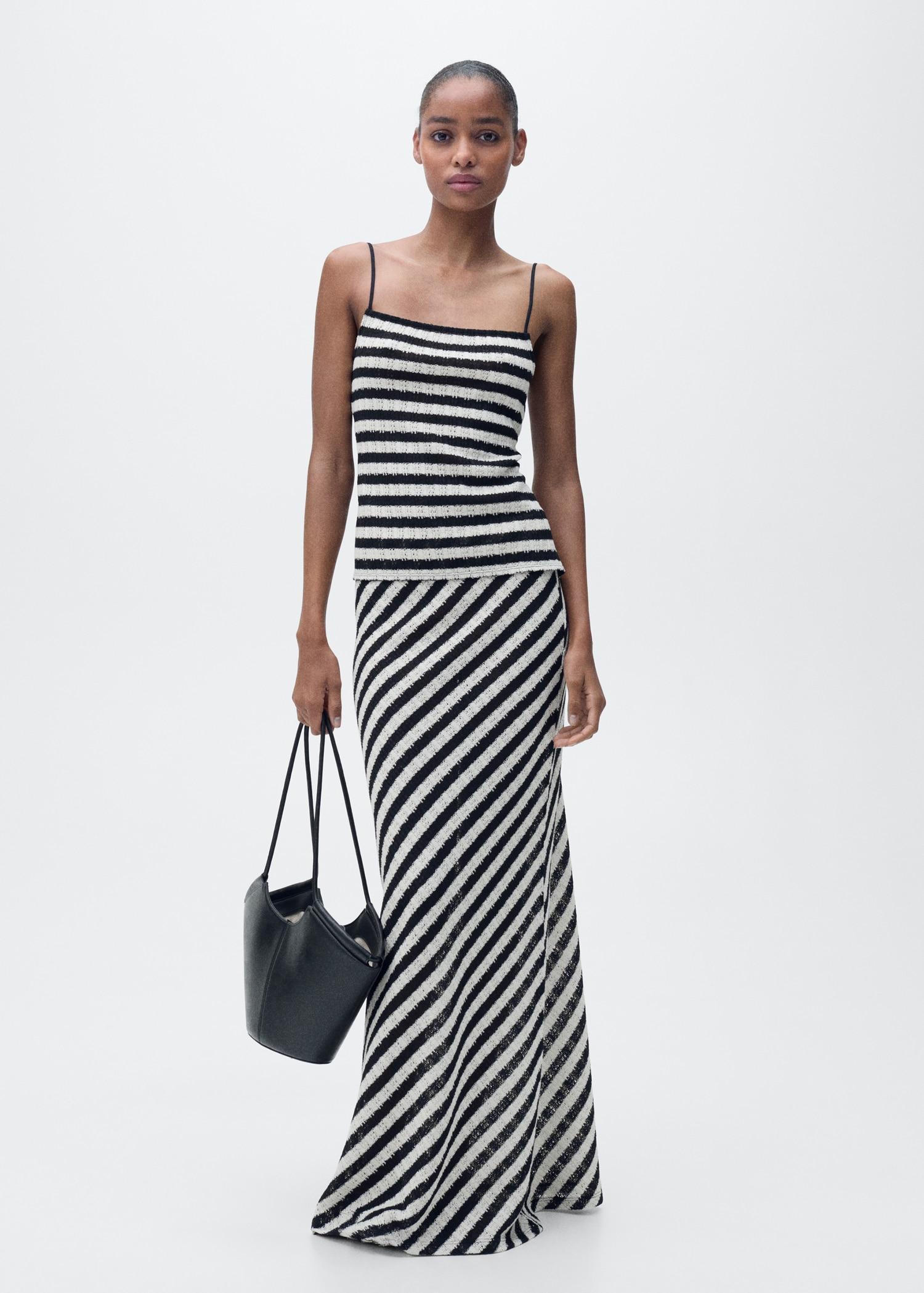 Striped knitted fitted top - Women | MANGO USA Product Image