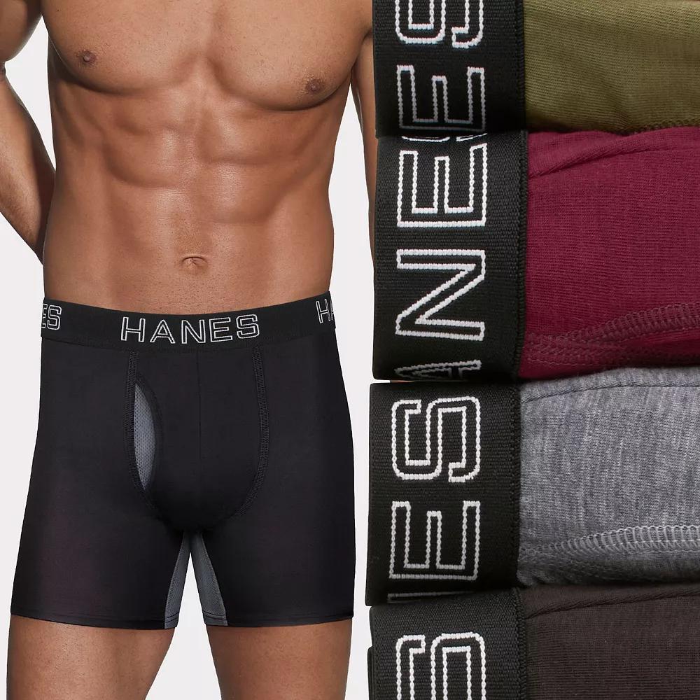 Hanes Ultimate 4-Pack Men's Comfort Flex Fit Total Support Pouch Boxer Briefs, Size: Small, Black Gray Olive Product Image