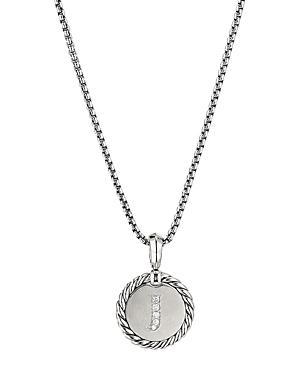 David Yurman Sterling Silver Cable Collectibles Initial Charm Necklace with Diamonds, 18 Product Image