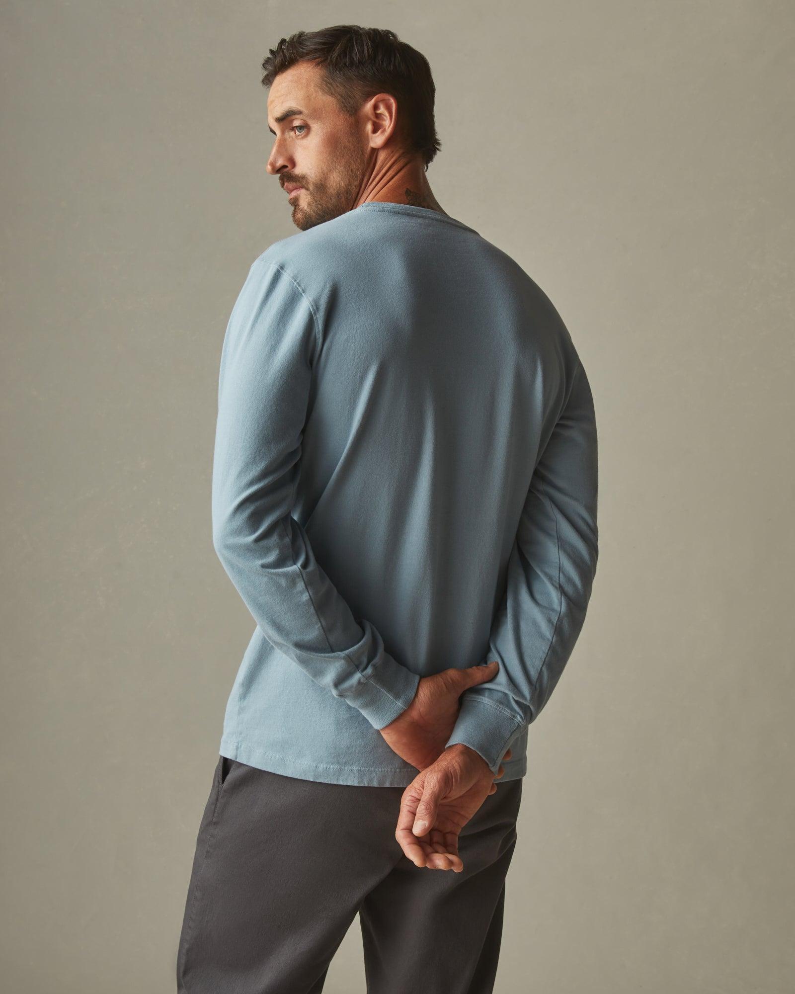 Men's Heavyweight Pocket Long Sleeve Tee - Blue Stream Male Product Image