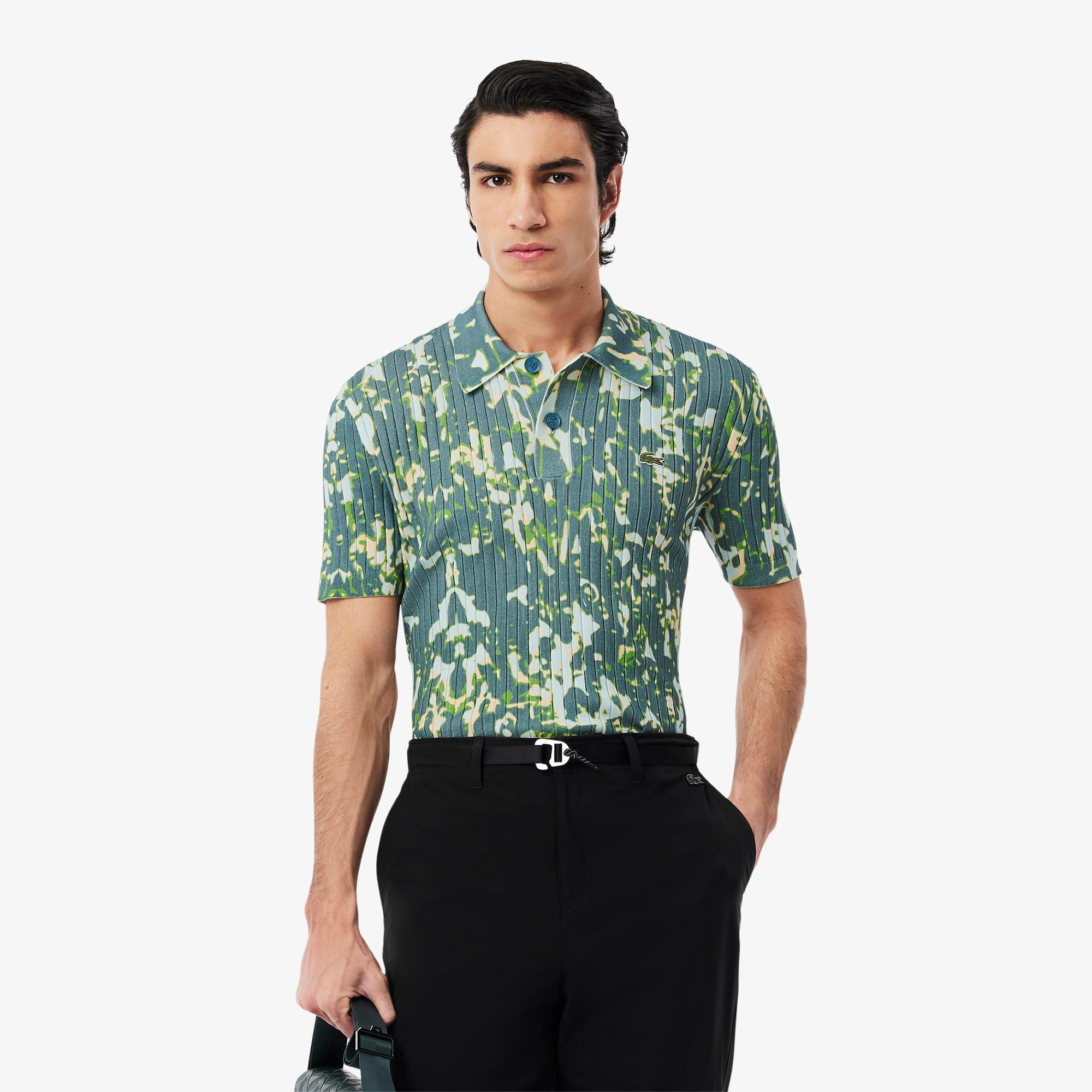 Short Sleeved Graphic Polo Collar Sweater Product Image