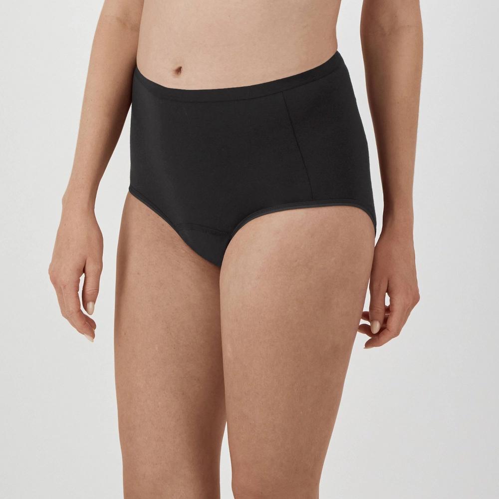 Hanes Women's 3pk Comfort Period Briefs, Super Leaks - Black XL: Moisture Wicking, Absorbent Center Panel, Machine Washable Product Image