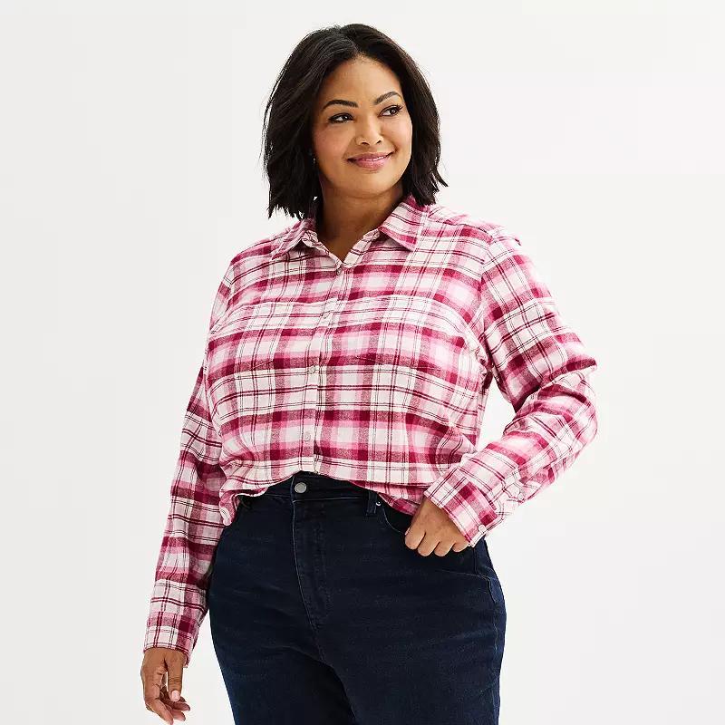 Plus Size Croft & Barrow® The Extra Soft Plaid Flannel Shirt, Women's, Size: 4XL, Purple Fall Plaid Product Image