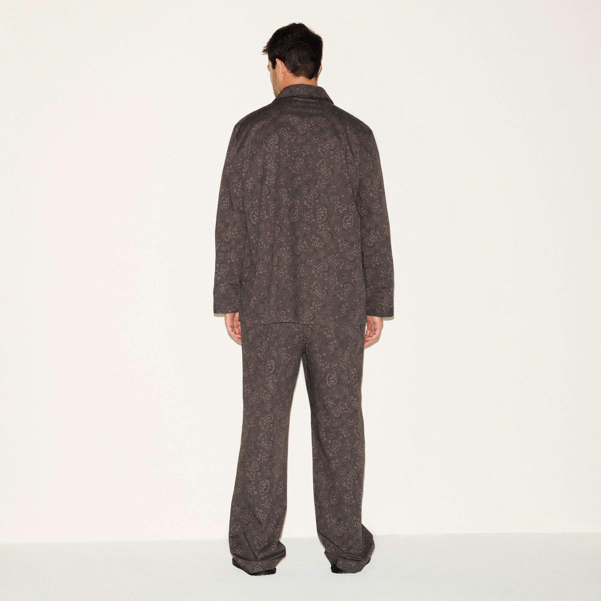 COTTON POPLIN MENS LONG SLEEP SET | ASH PAISLEY PRINT Product Image
