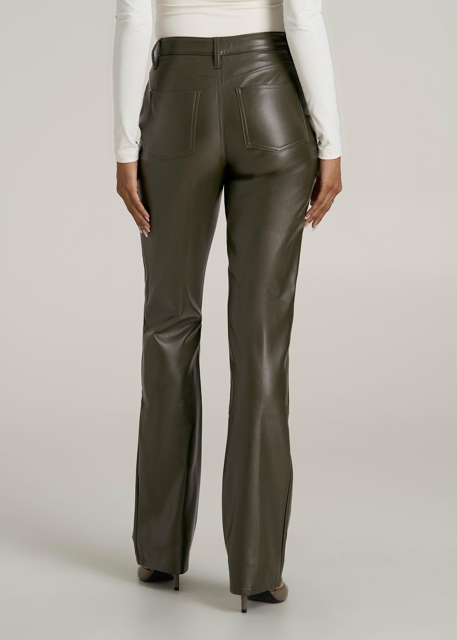 Faux Leather Straight Leg Pants for Tall Women in Forest Night Female Product Image
