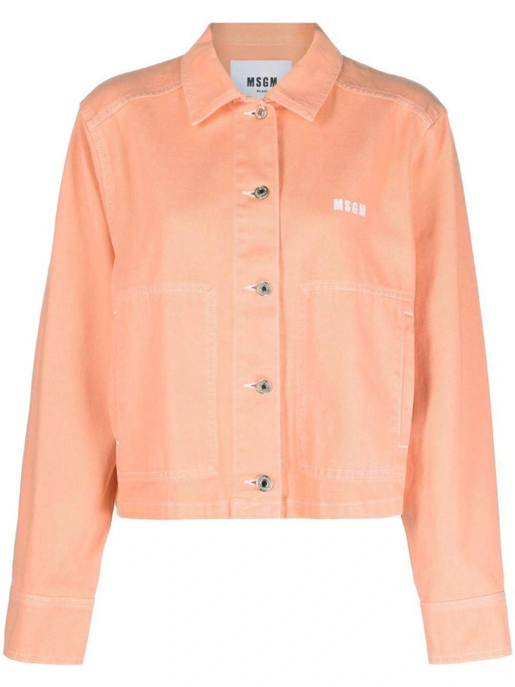 MSGM Cropped Cotton Denim Jacket In <p><strong>gender:</strong> Women Product Image
