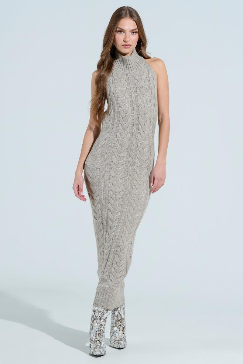JESSICA CABLE KNIT SWEATER MIDI DRESS Product Image