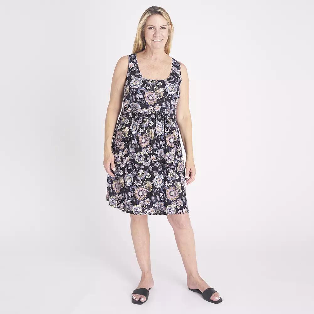 Women's Connected Apparel Floral Fit & Flare Dress, Size: 14, Dusty Purple Product Image
