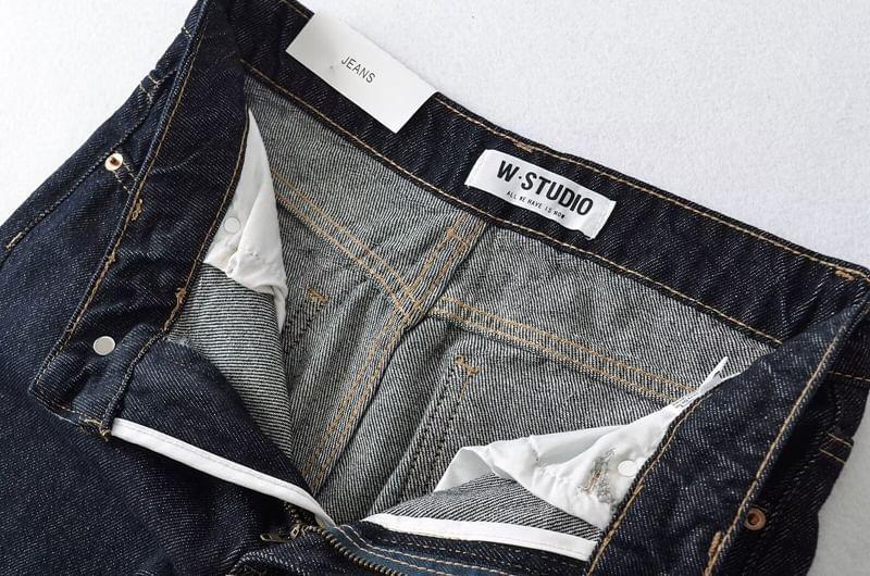 High Rise Plain Straight Leg Jeans Product Image