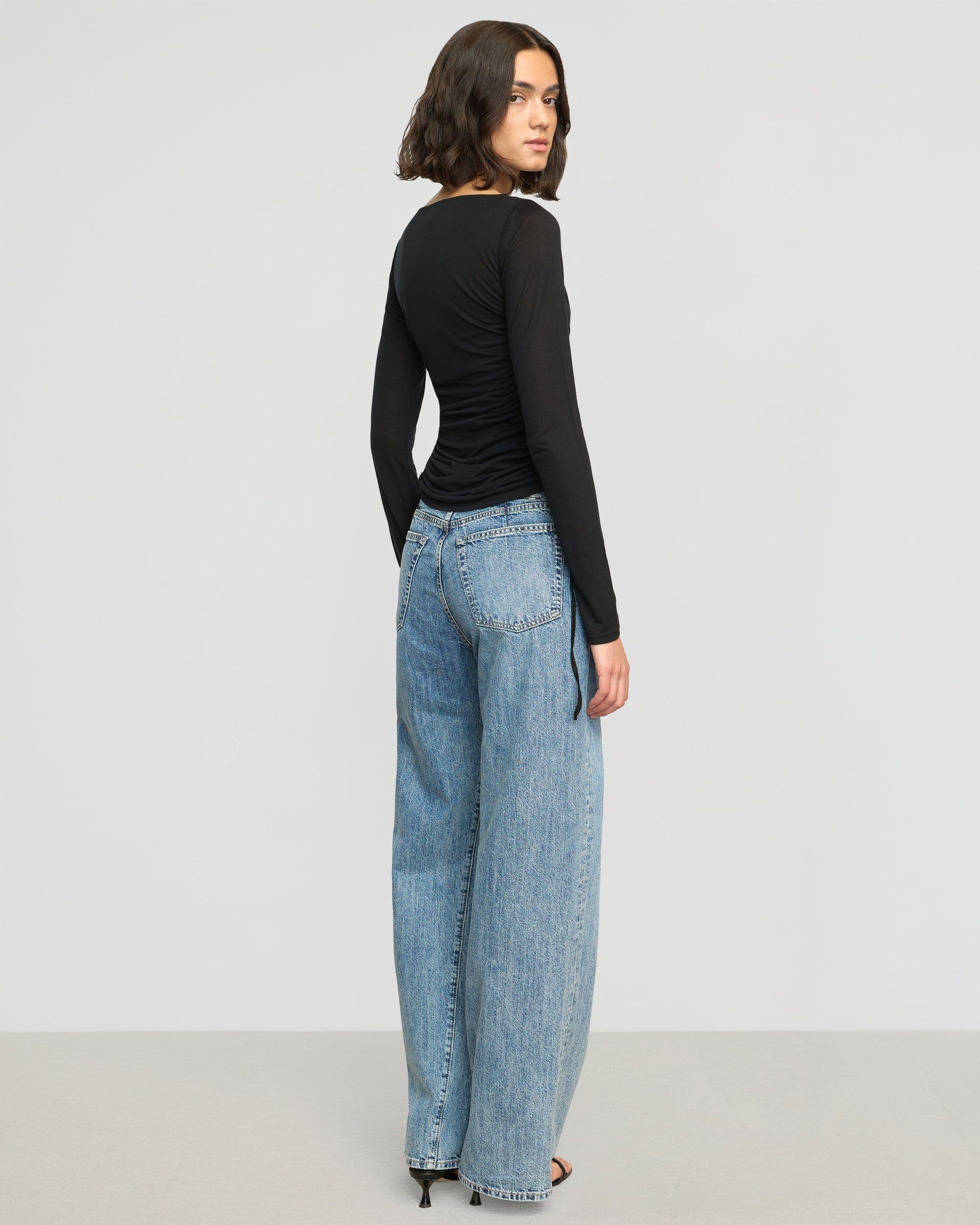 Joan Tencel Ruched-Side Semi-Sheer Tee Product Image