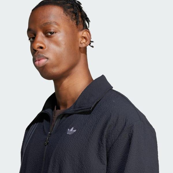 adidas Fashion Seersucker Firebird Track Top Black XS Mens Product Image
