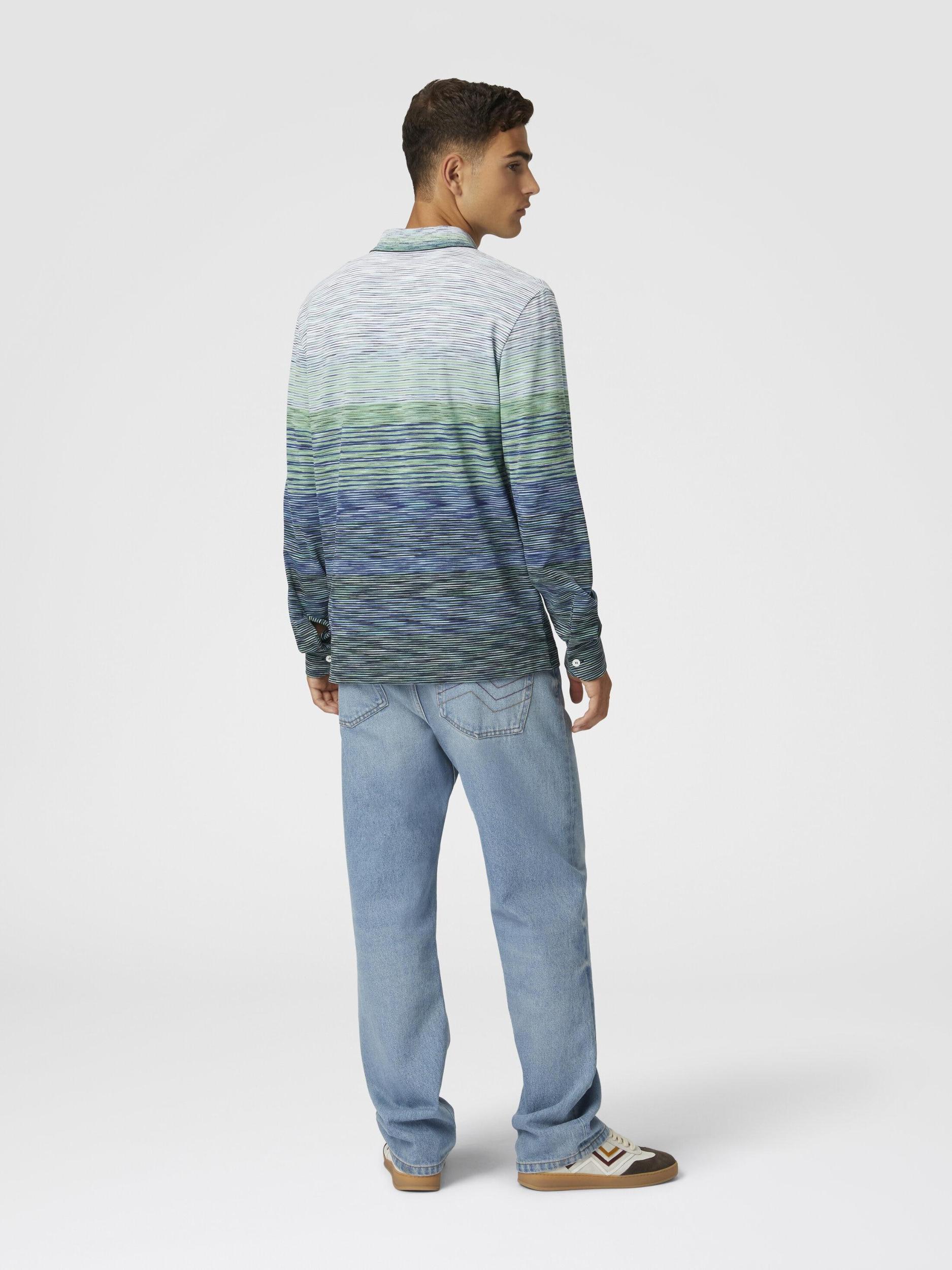 Gradient slub cotton piqué polo shirt with long sleeves Product Image