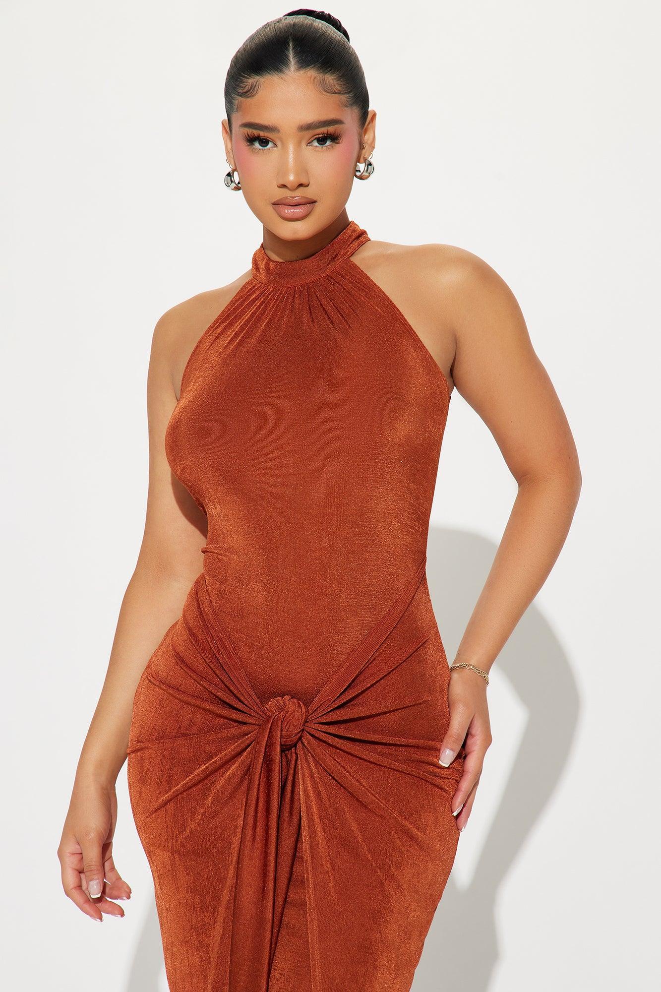 Lisa Knot Maxi Dress - Rust Product Image
