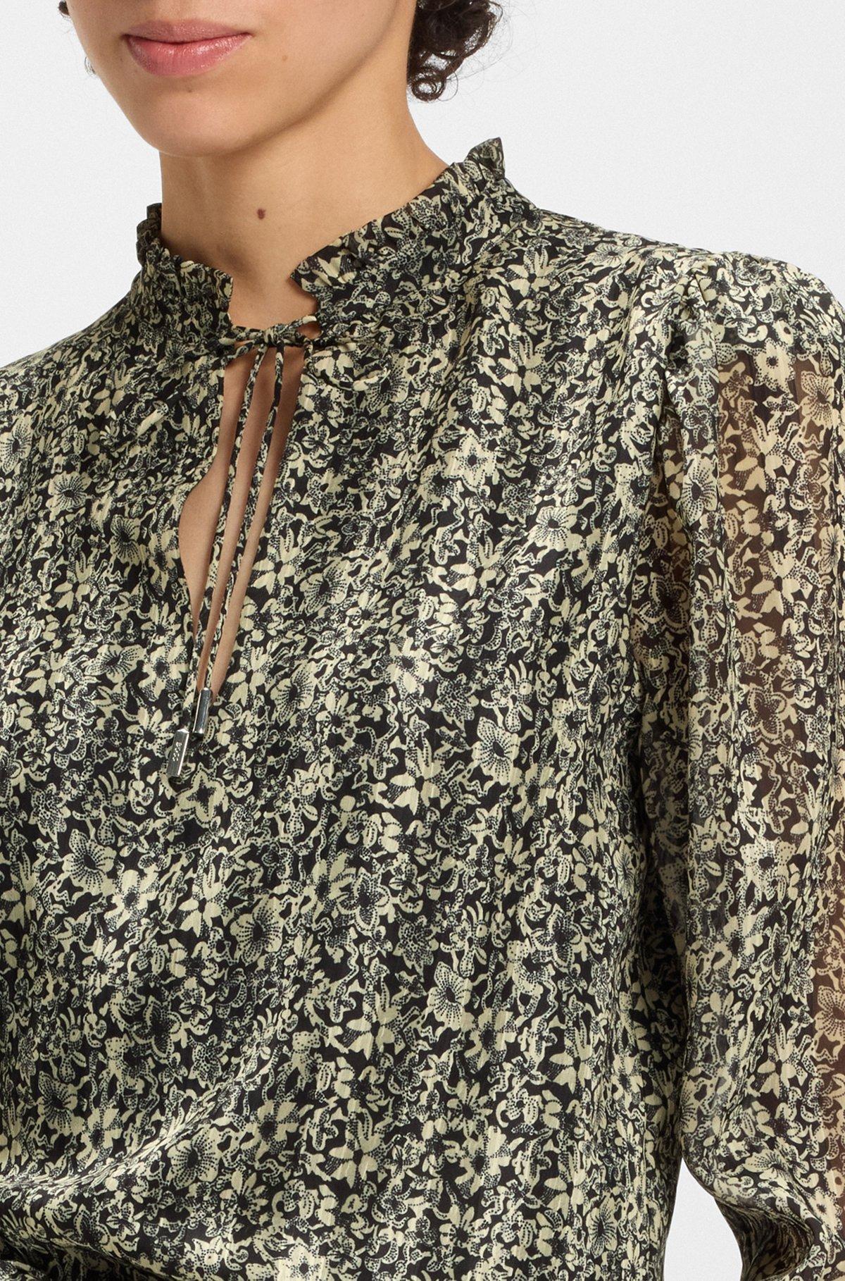 BOSS - Relaxed-fit blouse in printed seersucker - Patterned Product Image