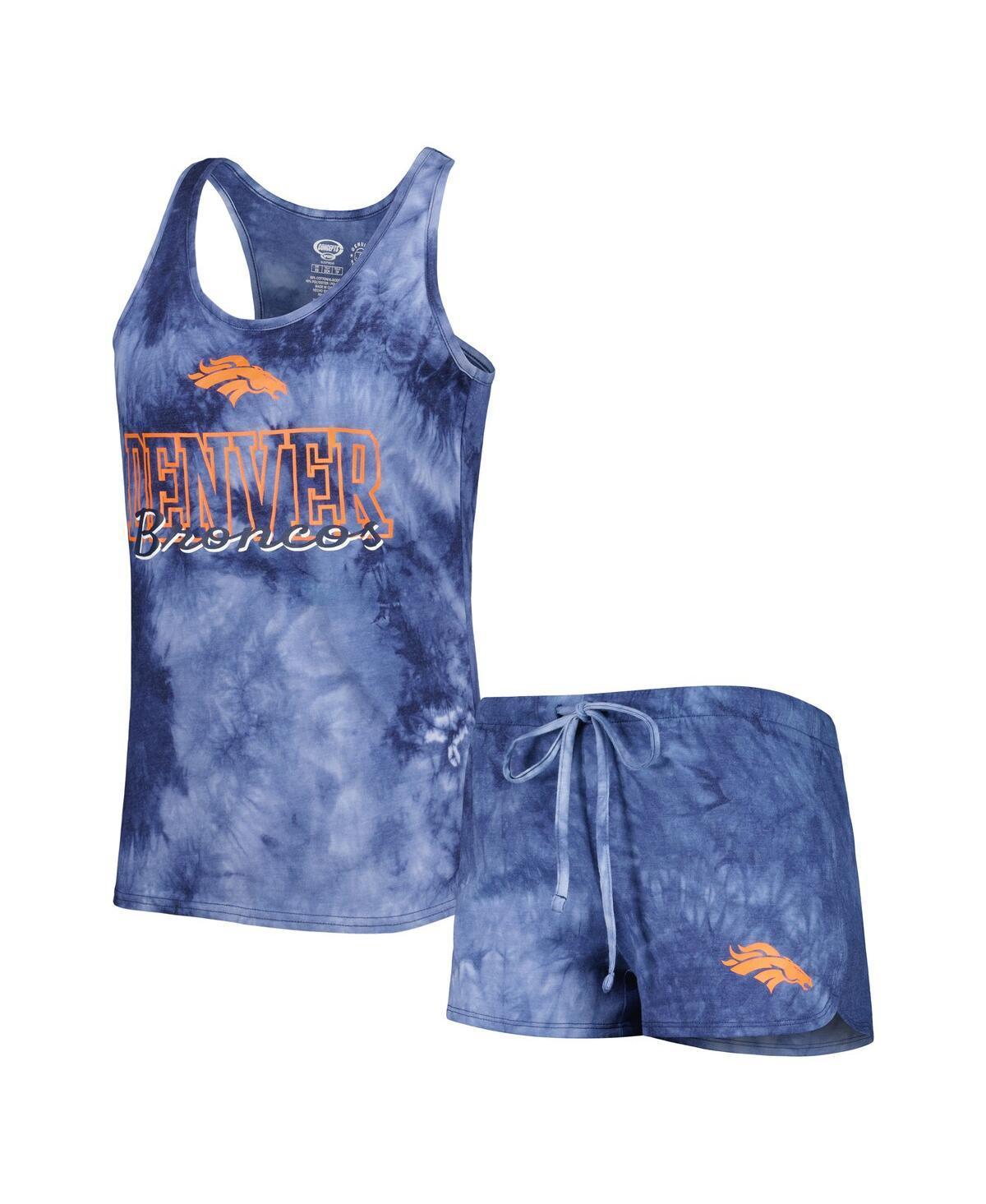 Women's Concepts Sport Navy Denver Broncos Billboard Scoop Neck Racerback Tank and Shorts Sleep Set, Size: 2XL, Blue Product Image