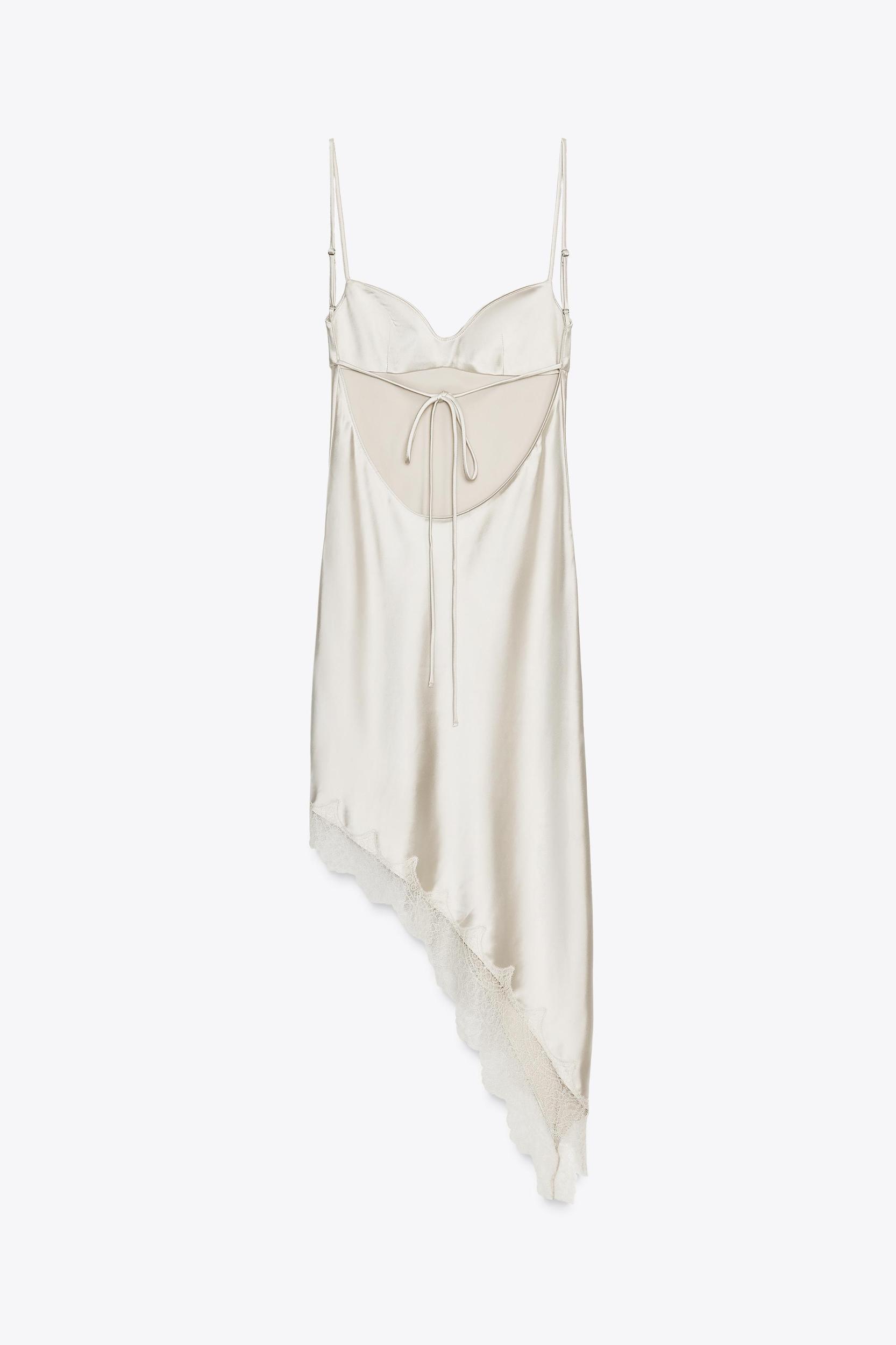 SATIN EFFECT LACE DRESS Product Image