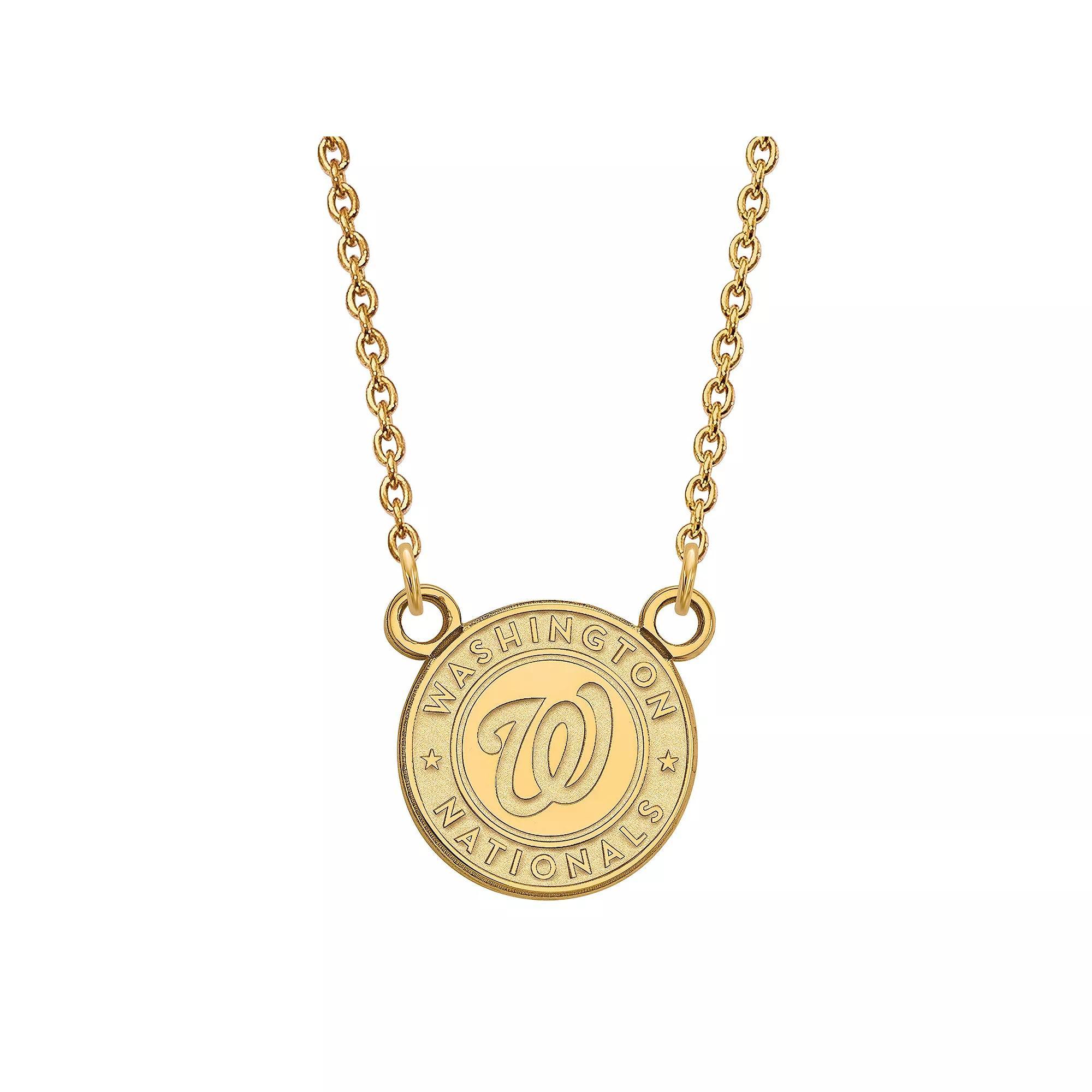 LogoArt Sterling Silver Washington Nationals Pendant Necklace, Women's, Size: 18 mm, 14k Gold Plated Product Image