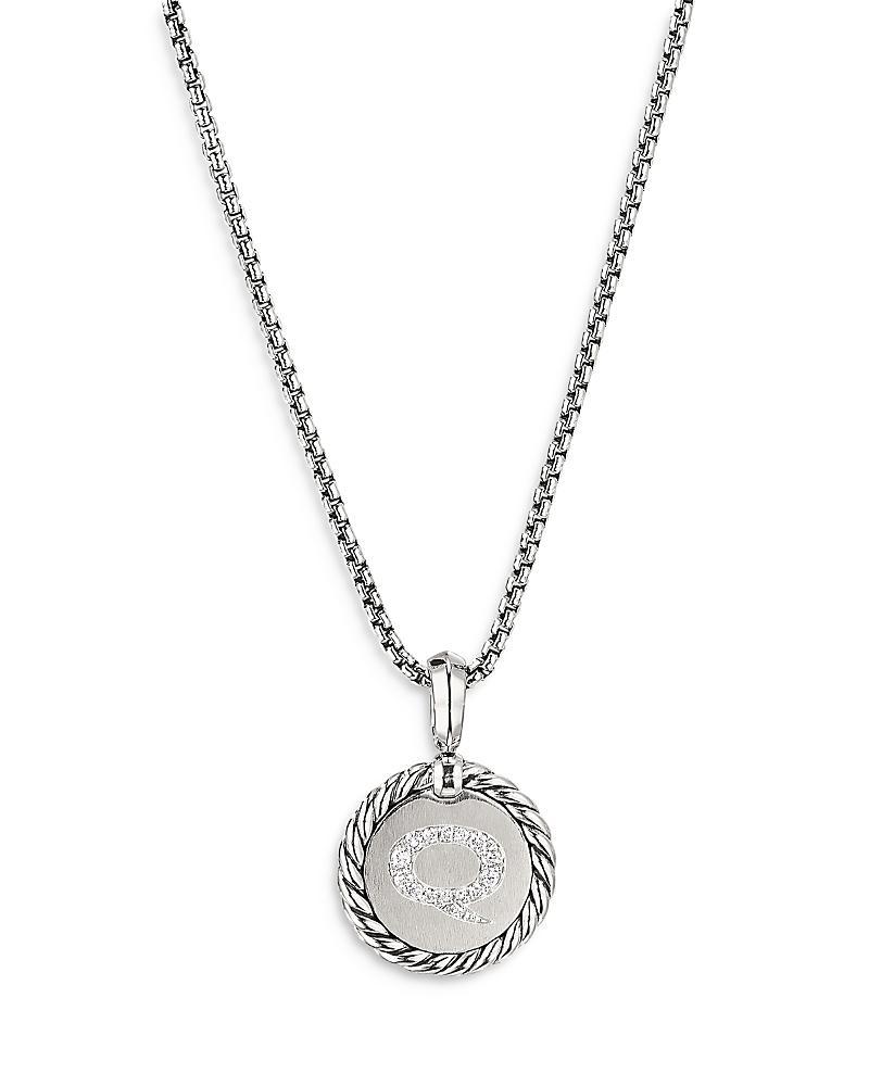 David Yurman Sterling Silver Cable Collectibles Initial Charm Necklace with Diamonds, 18 Product Image