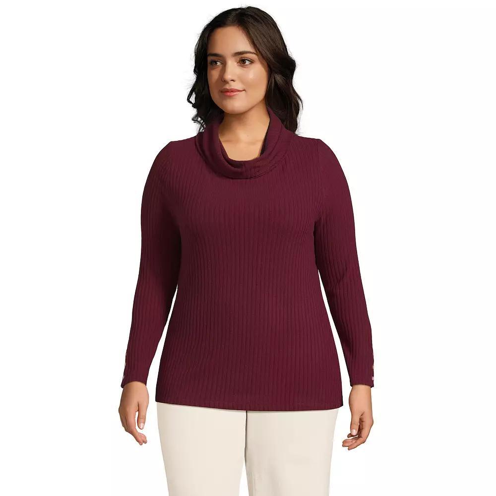 Plus Size Lands' End Long Sleeve Wide Rib Turtleneck, Women's, Size: 3XL, Pale Petal Product Image