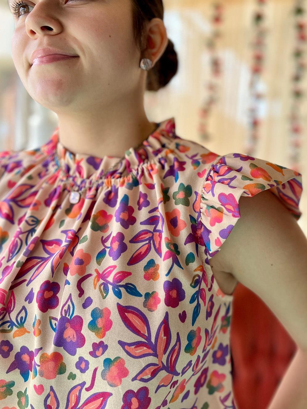 Plus Fluttered & Floral Top Product Image
