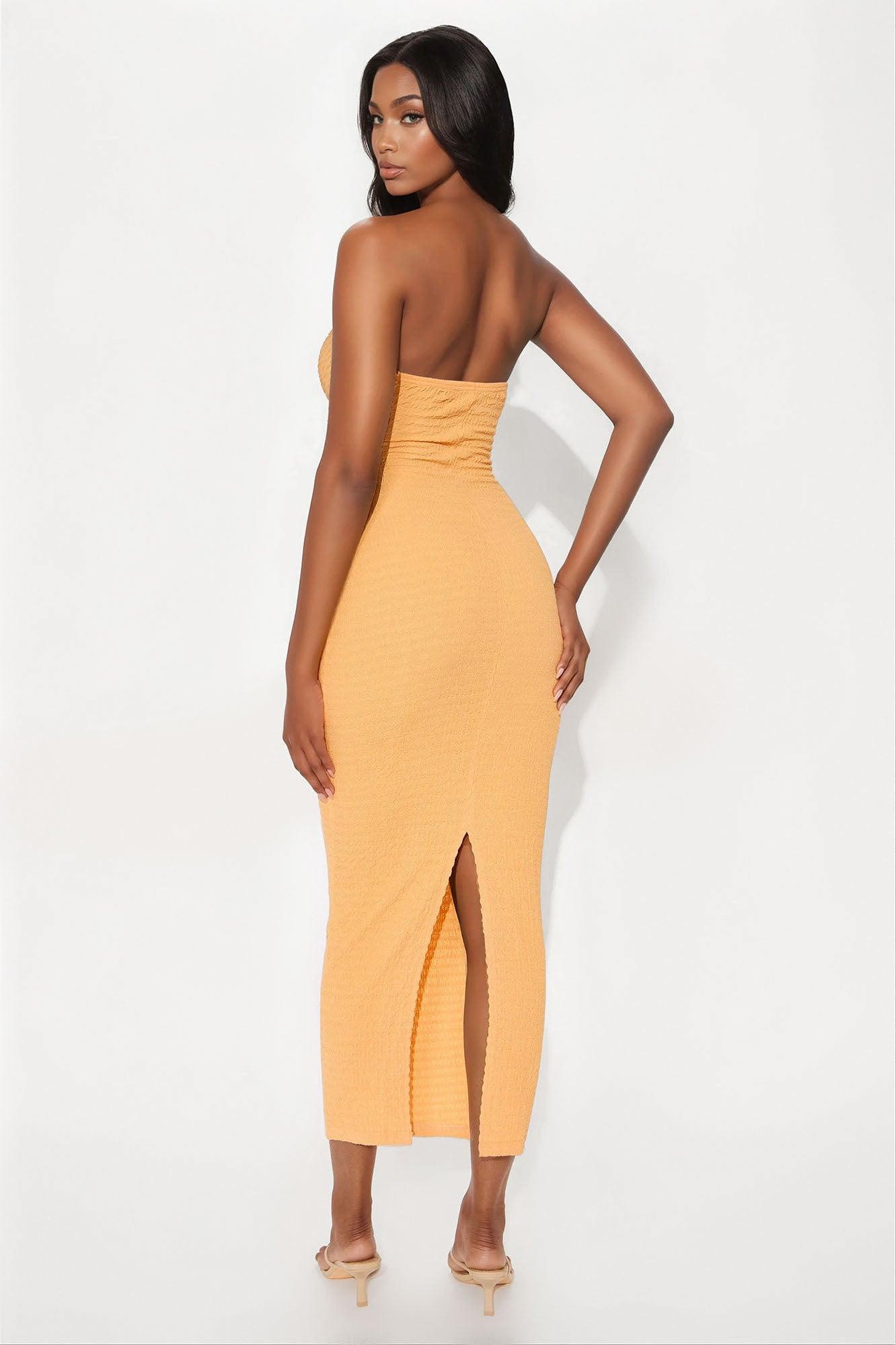 Jennifer Strapless Cut Out Maxi Dress - Orange Product Image
