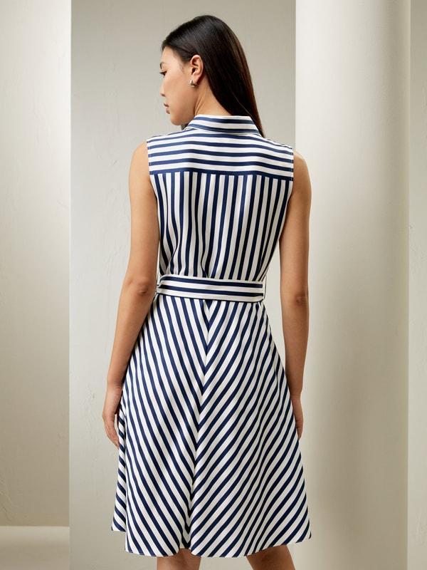Silk Striped Sleeveless Dress Product Image