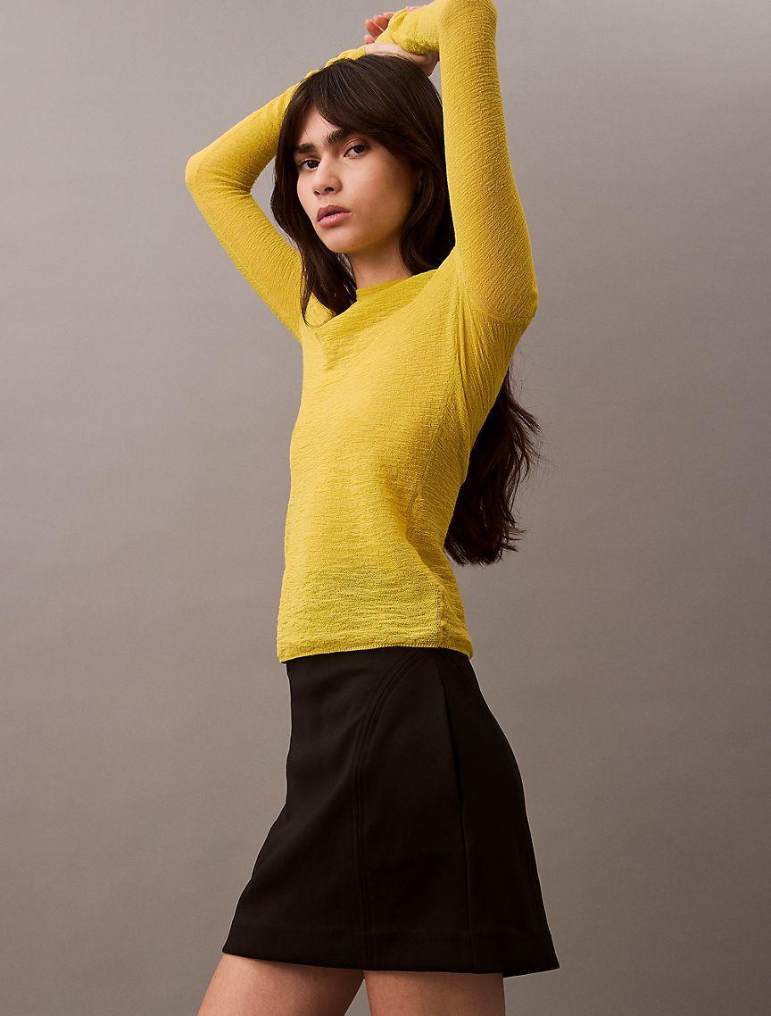 Textured Slim Mock-Neck T-Shirt Product Image